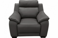 fauteuil 1 place avec 1 relax en 100% tout cuir épais luxe italien  - relax électriques, anthracite. bern